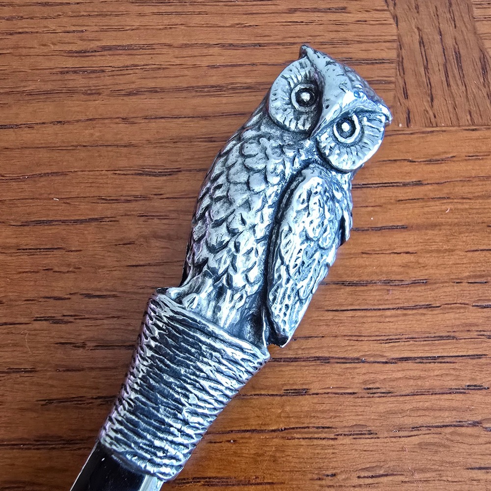 Pewter Owl Figural Letter Opener Silver Tone Stainless Desk Office Accessory - Picture 2 of 8